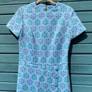 Cute blue retro mini dress 60s vintage hippie